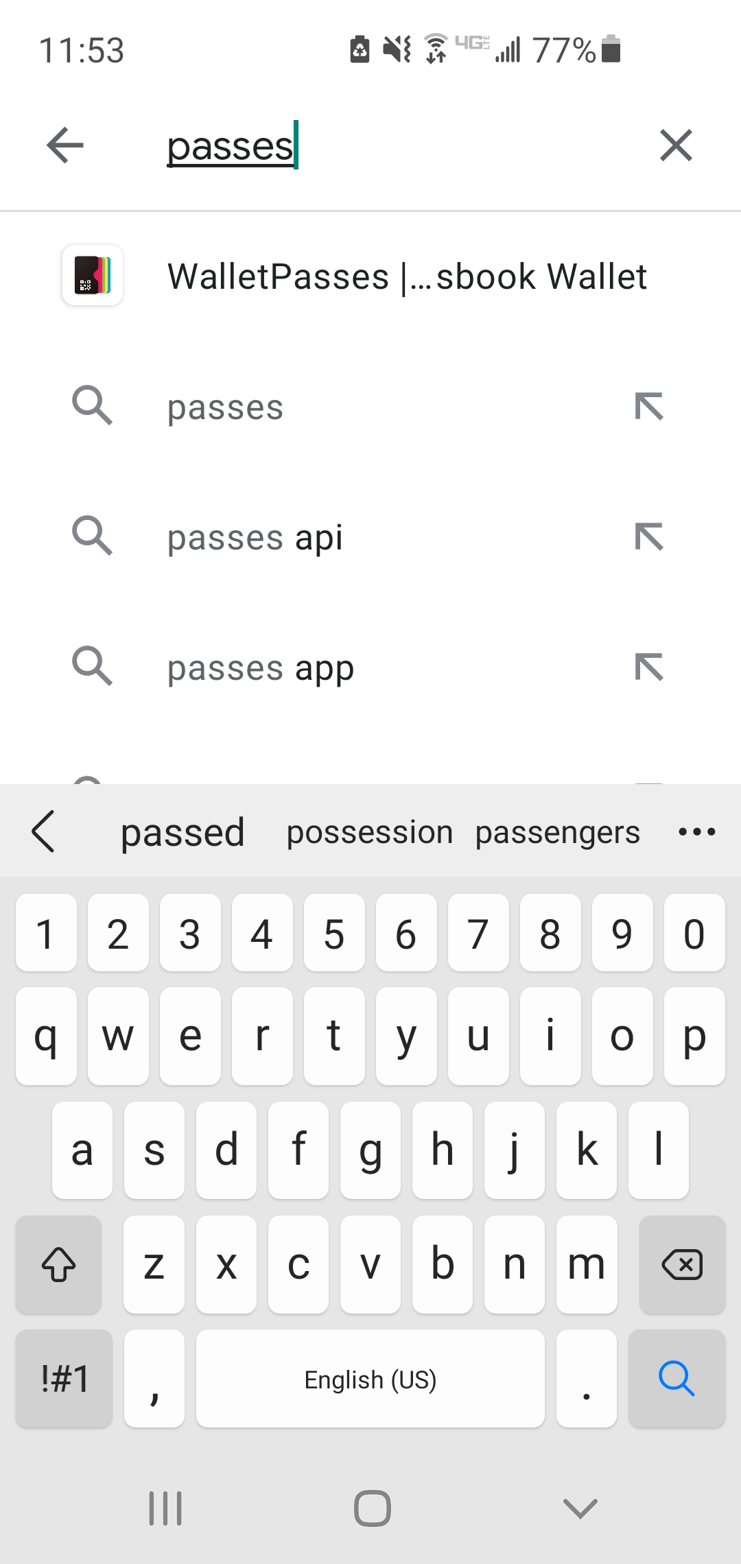 In Play Store, search for Passes.